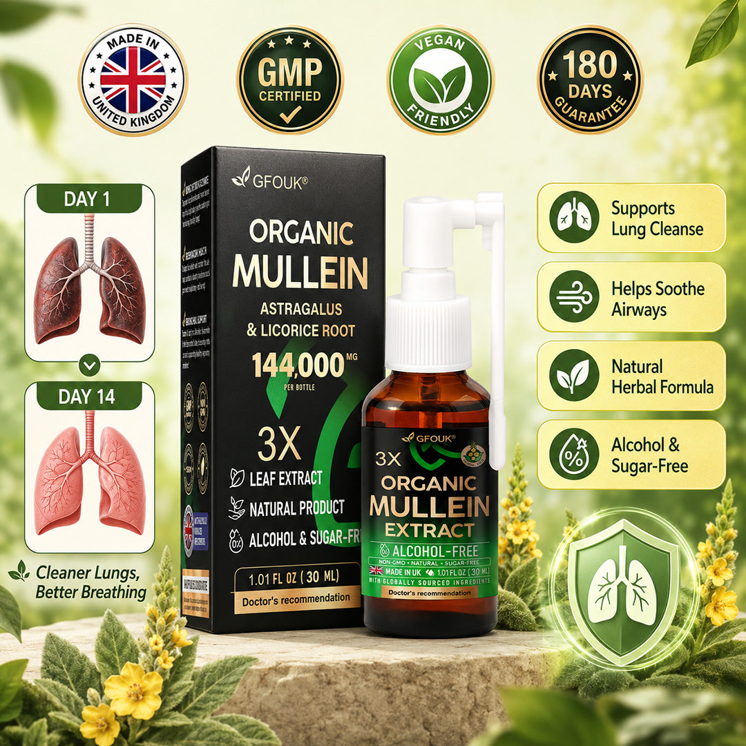 😍 💥GFOUK®3X Concentrated Mullein Lung Cleanse Spray —Difficulty coughing up phlegm, shortness of breath, excessive mucus, bronchitis, and lung infections