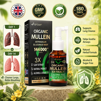 😍 💥GFOUK®3X Concentrated Mullein Lung Cleanse Spray —Difficulty coughing up phlegm, shortness of breath, excessive mucus, bronchitis, and lung infections