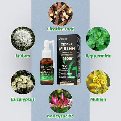 😍 💥GFOUK®3X Concentrated Mullein Lung Cleanse Spray —Difficulty coughing up phlegm, shortness of breath, excessive mucus, bronchitis, and lung infections