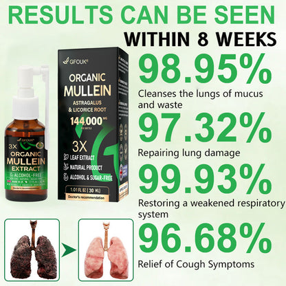 😍 💥GFOUK®3X Concentrated Mullein Lung Cleanse Spray —Difficulty coughing up phlegm, shortness of breath, excessive mucus, bronchitis, and lung infections